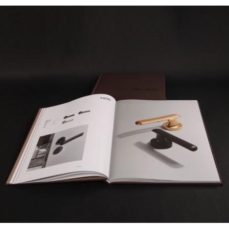 Custom Coffee Table Book Printing Big Leather Brochure Fabric Catalogue Hardcover Book 